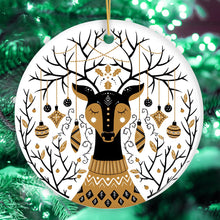 Load image into Gallery viewer, Vintage Nordic Winter Deer Ornament