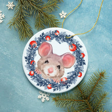 Carregar imagem no visualizador da galeria, Watercolor Cute Christmas Rat Ornament