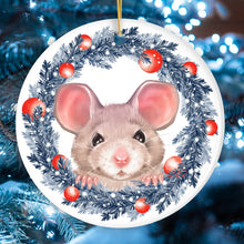 Carregar imagem no visualizador da galeria, Watercolor Cute Christmas Rat Ornament