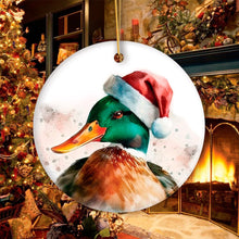 Carregar imagem no visualizador da galeria, Watercolor Mallard Duck Christmas Ornament