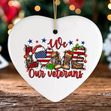 Carregar imagem no visualizador da galeria, We Love Our Veterans Christmas Style Patriotic Military Ornament