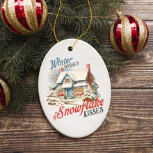 Carregar imagem no visualizador da galeria, Winter Wishes and Snowflake Kisses Vintage Christmas Ornament