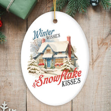 Carregar imagem no visualizador da galeria, Winter Wishes and Snowflake Kisses Vintage Christmas Ornament