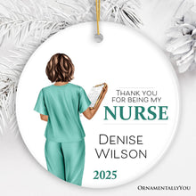 Carregar imagem no visualizador da galeria, Nurse Appreciation Gift Personalized Ornament, Custom Retirement, Student or Nursing Practitioner Small Christmas Present