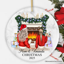 Carregar imagem no visualizador da galeria, Mother and Daughter or Son Personalized Christmas Ornament, Custom Mom and Bestie Artwork