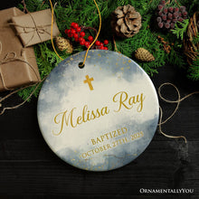 Load image into Gallery viewer, Artistic Baptized Baby Custom Ornament, Watercolor Christening Personalized Keepsake Gift