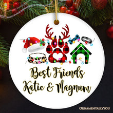 Carregar imagem no visualizador da galeria, Personalized Dog Buffalo Plaid Leopard Merry Christmas Ornament, Dog Mom Gift