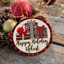 Carregar imagem no visualizador da galeria, Buffalo Plaid Personalized Name Christmas Ornament, Family Gift