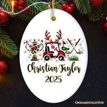 Carregar imagem no visualizador da galeria, Personalized Golf Buffalo Plaid Leopard Christmas Ornament, Golf Cart, Putter and Trophy Golfing Gift