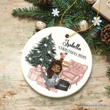 Carregar imagem no visualizador da galeria, Glamorous Girl Personalized Christmas Ornament, Fashionista Teenager Shopping Addict Holiday Gift