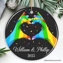 Carregar imagem no visualizador da galeria, LGBT Personalized Lover’s Heart Hands Ornament, Custom Gay Couples Gift