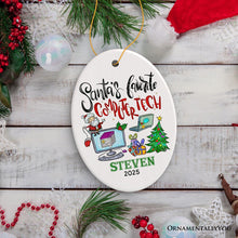 Carregar imagem no visualizador da galeria, Joyful Santa's Favorite Computer Tech Personalized Ornament, Custom Technology Worker Holiday Gift