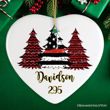 Cargar imagen en el visor de la galería, Firefighter Flag Tree Personalized Ornament, Red Line Appreciation Retirement Gift