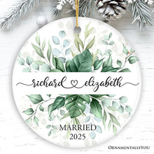 Load image into Gallery viewer, Elegant Personalized Wedding Ornament, Married or Engaged Couple Gift