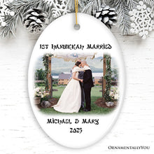 Carregar imagem no visualizador da galeria, First Hanukkah Married Personalized Photo Ornaments, Engagement Gift