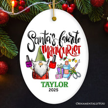 Carregar imagem no visualizador da galeria, Glamorous Santa's Favorite Manicurist Nail Art Personalized Christmas Ornament, Beauty Artist Appreciation Gift