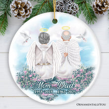 Cargar imagen en el visor de la galería, Family in Heaven Personalized Ornament, Grandparents or Parents Keepsake Angel with Wings Christmas Memorial Decoration