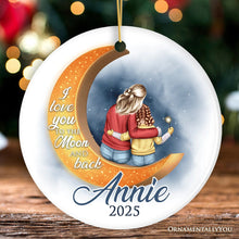 Carregar imagem no visualizador da galeria, Love You To The Moon And Back Personalized Mom and Child Ornament, Thoughful Christmas Gift for Kids