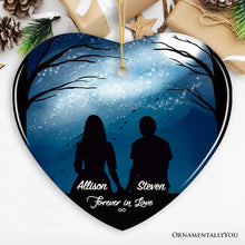 Carregar imagem no visualizador da galeria, Forever in Love Personalized Silhouette Couple Ornament, Night Sky Stars and Moon