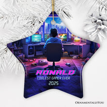 Load image into Gallery viewer, Personalized Video Gamer Christmas Tree Ornament, Gaming Boy Gift