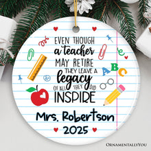 Carregar imagem no visualizador da galeria, Personalized Teacher Retirement Gift Ornament, Officially Retired Keepsake Present for Coworker