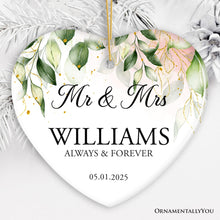 Carregar imagem no visualizador da galeria, Mr and Mrs Personalized Ornament, Elegant Wedding Couples Gift