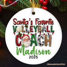 Carregar imagem no visualizador da galeria, Santa’s Favorite Volleyball Coach Personalized Christmas Ornament, Custom Sports Appreciation Gift