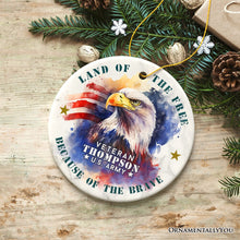 Carregar imagem no visualizador da galeria, Personalized Artistic Military Veteran Gift Ceramic Ornament, American Bald Eagle, US Army Veteran