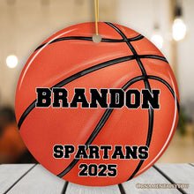 Carregar imagem no visualizador da galeria, Personalized Basketball Christmas Ornament, Festive Holiday Theme with Name and Date