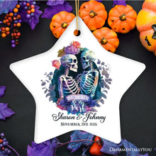 Carregar imagem no visualizador da galeria, Artistic Watercolor Wedding Personalized Ornament, Til Death Do Us Part Skeleton Love Custom Gift