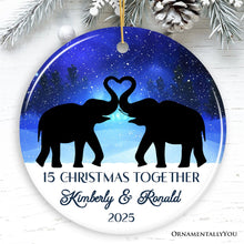 Carregar imagem no visualizador da galeria, Majestic Elephant Anniversary Personalized Gift for Couple, Romantic Christmas Ornament, Xmas Together Keepsake Gift