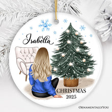 Carregar imagem no visualizador da galeria, Lovely Women’s Customizable Christmas Ornament Gift, Personalized Hair, Name, and Outfit