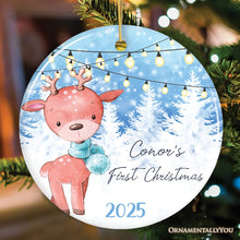 Carregar imagem no visualizador da galeria, Baby Reindeer First Christmas Male and Female Personalized Ornament