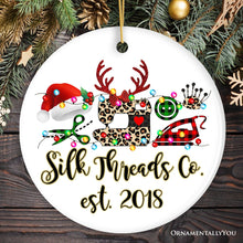 Carregar imagem no visualizador da galeria, Personalized Sewing Buffalo Plaid Leopard Merry Christmas Ornament, Clothing Stylist Gift