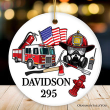 Carregar imagem no visualizador da galeria, Firefighter Personalized Ornament, Fireman Christmas Appreciation Gift with Custom Name