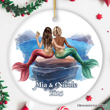 Load image into Gallery viewer, Best Friends Artistic Female Mermaids Ornament, Personalized Girls Gift
