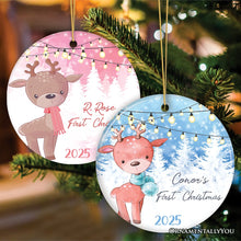 Carregar imagem no visualizador da galeria, Baby Reindeer First Christmas Male and Female Personalized Ornament