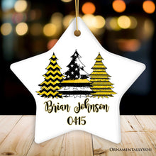 Load image into Gallery viewer, Dispatcher Flag Tree Personalized Ornament, Yellow Line 911 Appreciation Retirement Gift