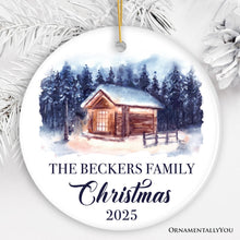 Carregar imagem no visualizador da galeria, Watercolor Personalized Family Christmas Ornament, Home In The Woods Landscape