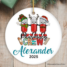Carregar imagem no visualizador da galeria, Playful Personalized Pharmacist Crew Christmas Ornament, Customized Gift for Pharmacy with Pills