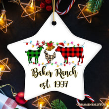 Carregar imagem no visualizador da galeria, Personalized Farm Animal Buffalo Plaid Leopard Merry Christmas Ornament, Farmhouse Gift