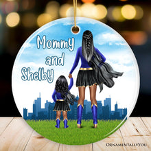 Carregar imagem no visualizador da galeria, Superhero Mom and Daughter Personalized Ornament, Wonder Woman Christmas Gift for Mother with Child