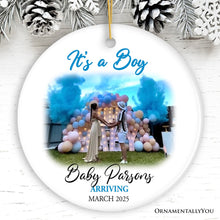Carregar imagem no visualizador da galeria, Baby Gender Reveal Personalized Photo Ornament, It’s a Boy or Girl Announcement, Small Baby Shower Gift