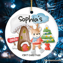 Carregar imagem no visualizador da galeria, Baby's First Christmas Personalized Ornament with Cute Rabbit, Fox, Deer, Bear