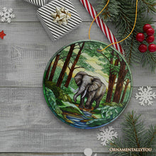 Load image into Gallery viewer, Gentle Giants Elephant Stained Glass Style Ceramic Ornament, African Animals Christmas Gift and Decor