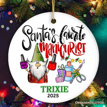 Carregar imagem no visualizador da galeria, Glamorous Santa's Favorite Manicurist Nail Art Personalized Christmas Ornament, Beauty Artist Appreciation Gift