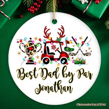 Carregar imagem no visualizador da galeria, Personalized Golf Buffalo Plaid Leopard Christmas Ornament, Golf Cart, Putter and Trophy Golfing Gift