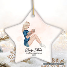 Carregar imagem no visualizador da galeria, Mother and Newborn Baby Personalized First Christmas Ornament