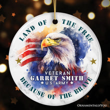 Carregar imagem no visualizador da galeria, Personalized Artistic Military Veteran Gift Ceramic Ornament, American Bald Eagle, US Army Veteran