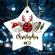 Carregar imagem no visualizador da galeria, Personalized Volleyball Buffalo Plaid Leopard Merry Christmas Ornament, Team and Coaches Gift